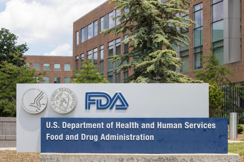 FDA headquarters sign outside the U.S. Food and Drug Administration building.