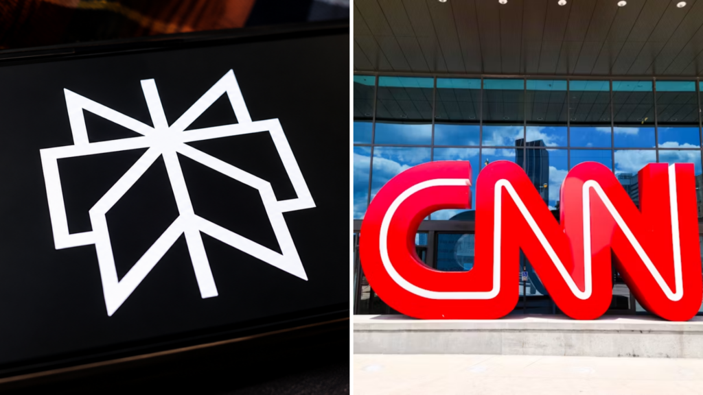 A split image of Perplexity and CNN logo.