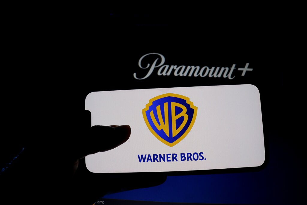 Warner Bros. logo displayed in front of a Paramount+ screen.