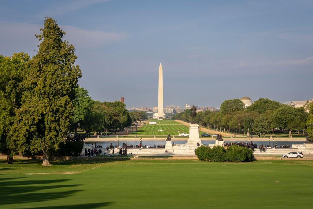 View of the Washington Monument and the National Mall from the U.S. Capitol grounds in Washington, D.C.