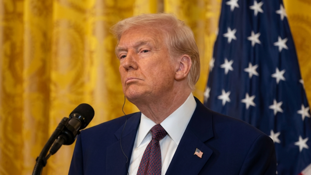 A picture of Trump at a conference; consideration of significant tax cuts, highlighting the exemption of Social Security from taxation for seniors.