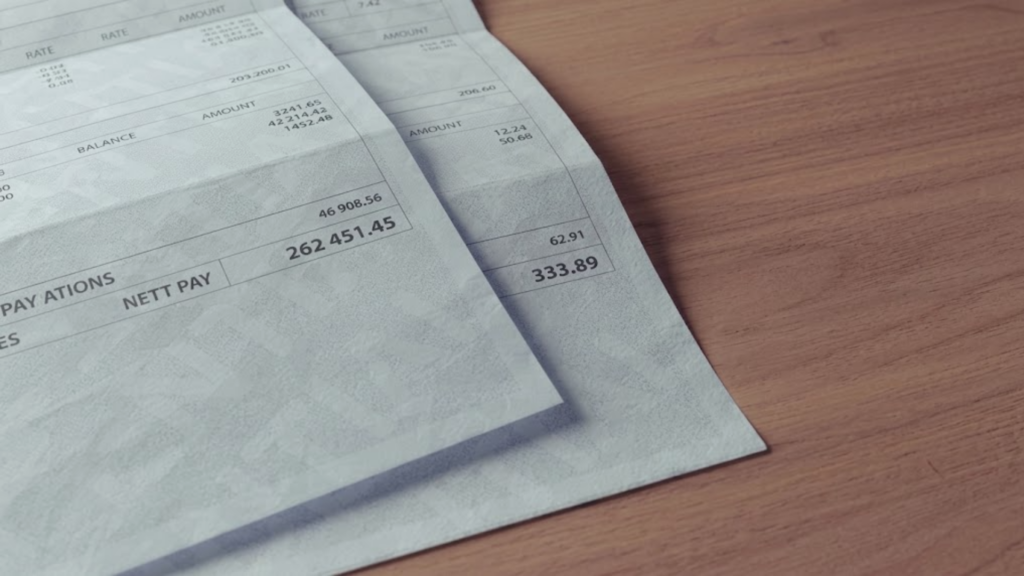 A concept of showing two paychecks illustrates how the wage gap between lower-paid and higher-paid workers is quietly narrowing.