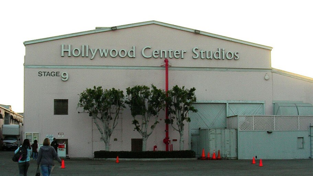 Exterior of the Hollywood Center Studios Stage 9 building.