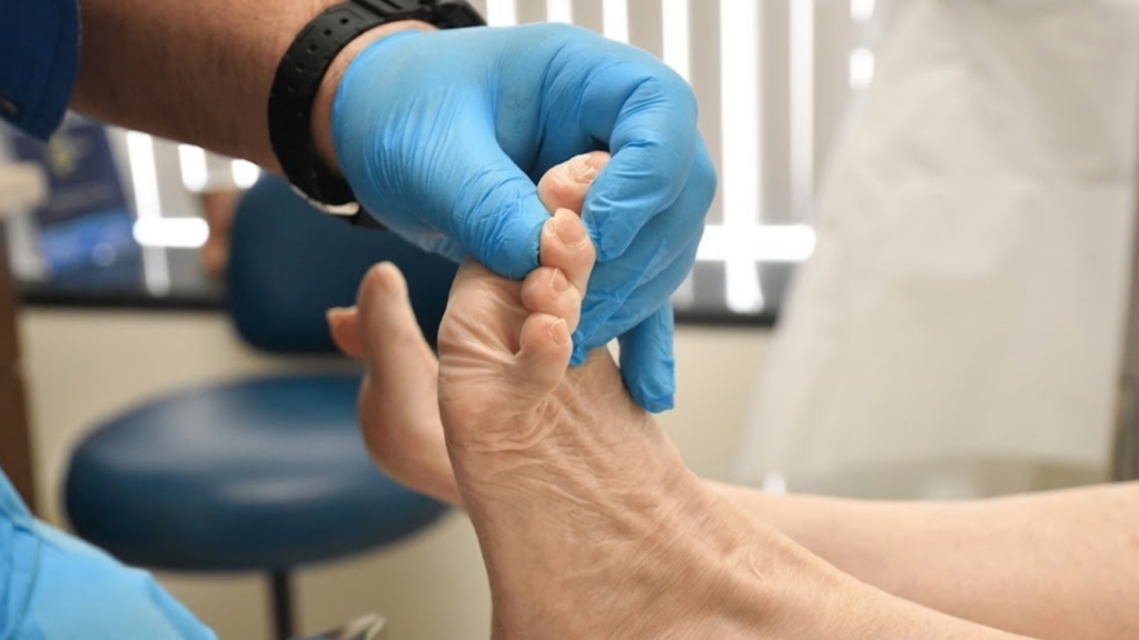 Elderly woman patient at podiatris.