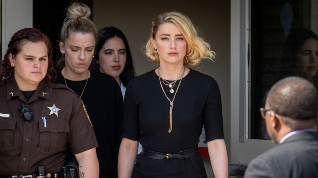 Actress Amber Heard and her sister Whitney Heard depart the Fairfax County Courthouse following the verdicts in her trial against Johnny Depp in Fairfax, VA, USA, Wednesday, June 1, 2022.