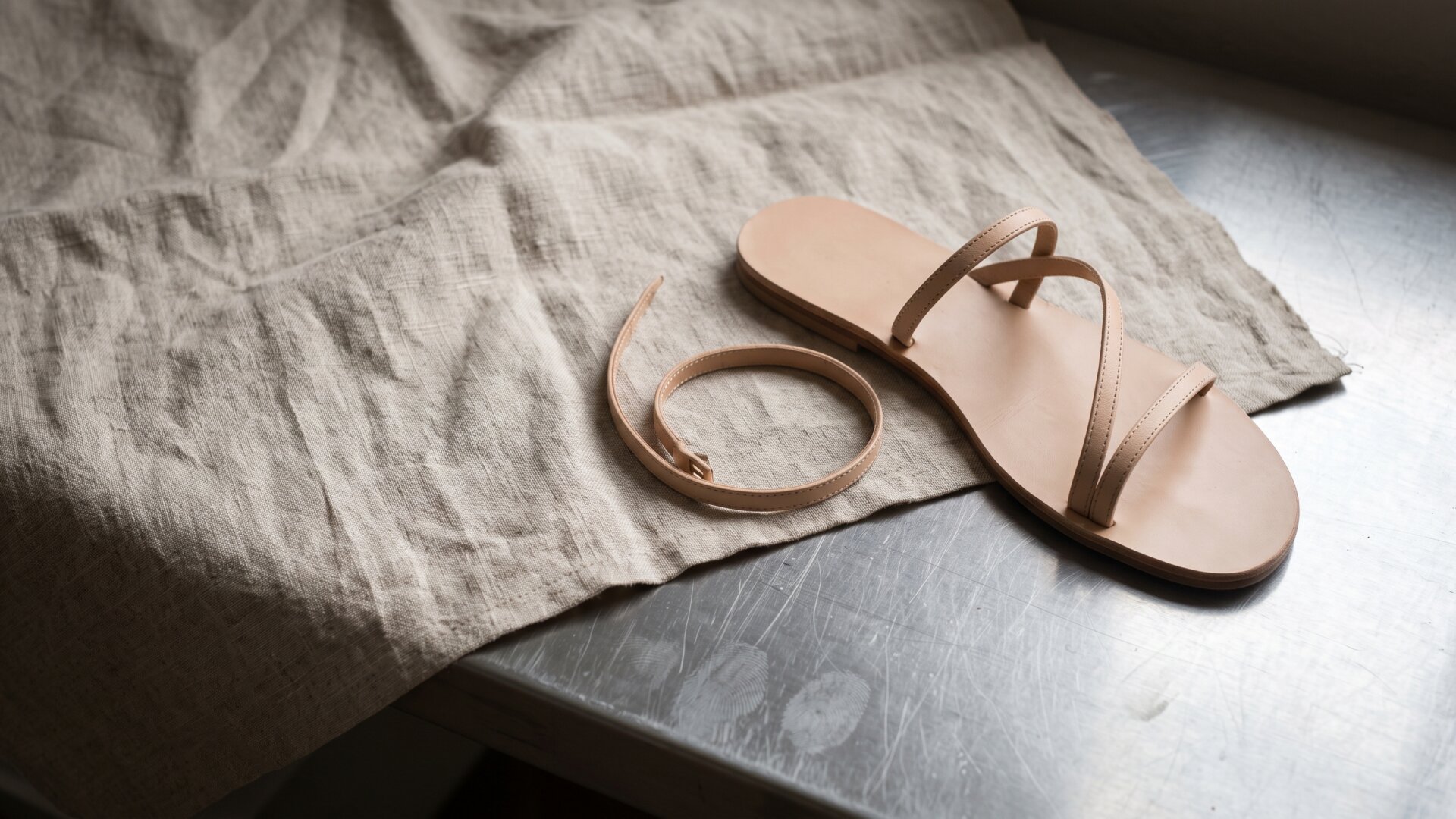 A nearly invisible flesh-toned sandal photographed as a still life, representing the naked shoe idea Chanel introduced in April.