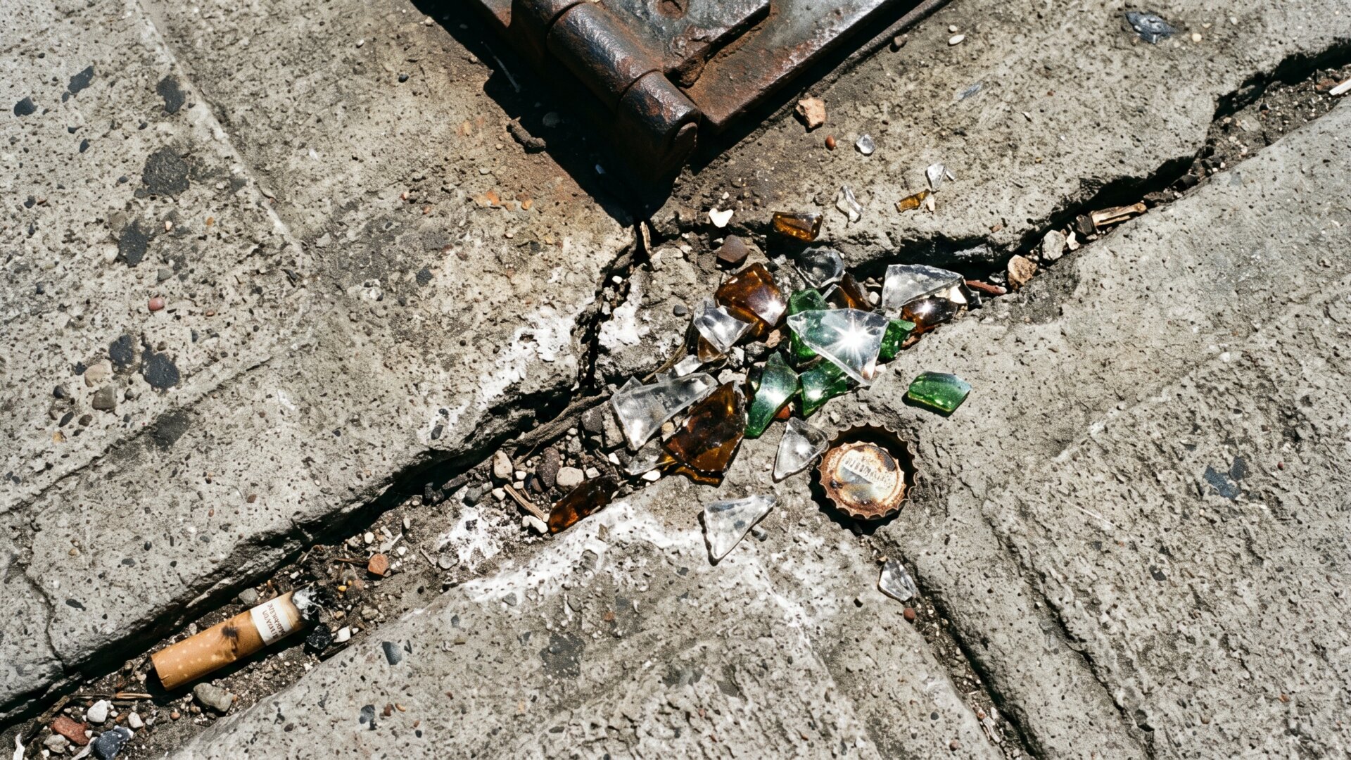 A close look at the actual surface of a New York sidewalk, the practical objection the story raises against wearing the trend outdoors.