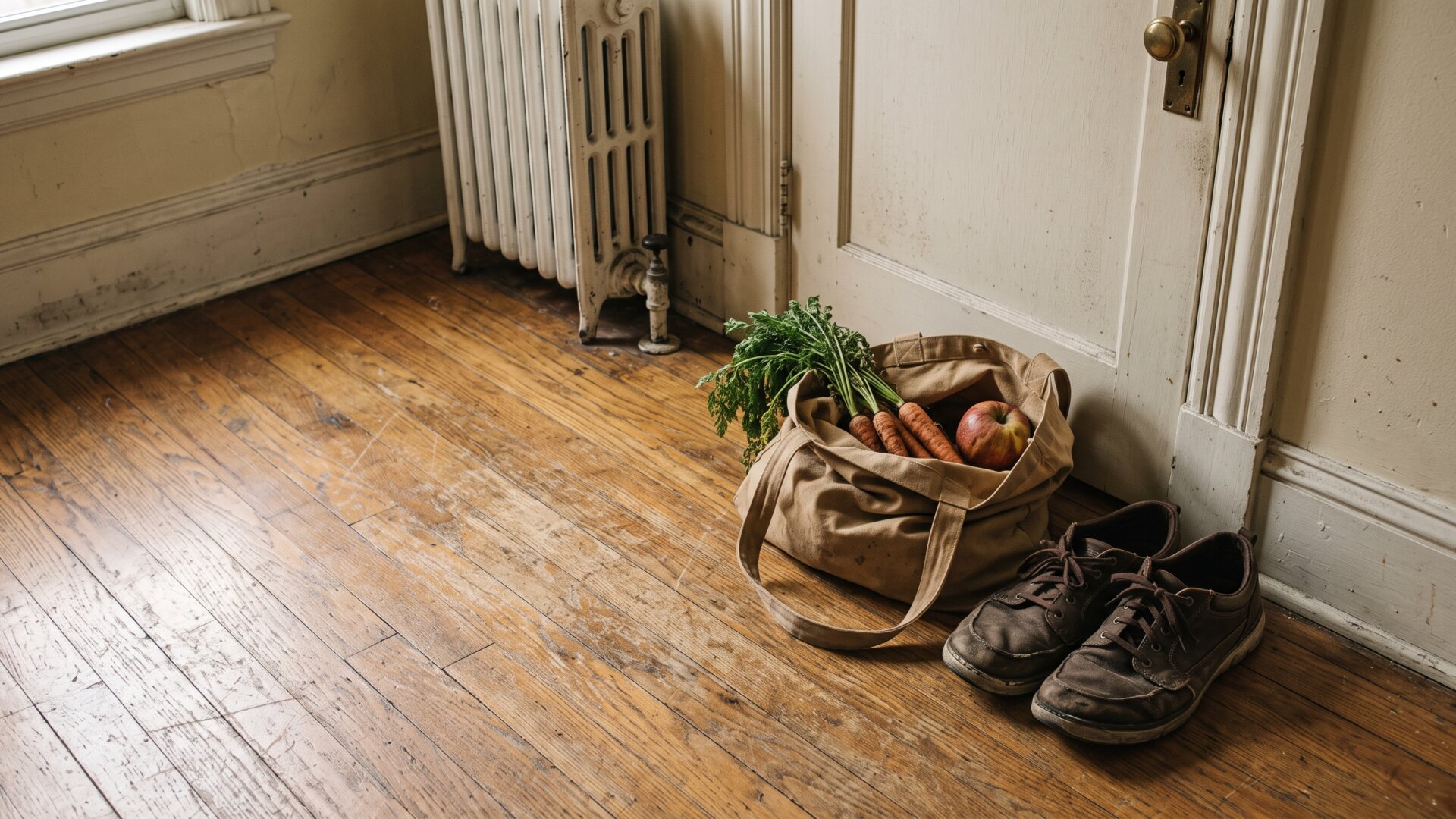 Walking shoes and a grocery bag by a door, picturing the diet and exercise variables slide 5 says trials failed to control for.