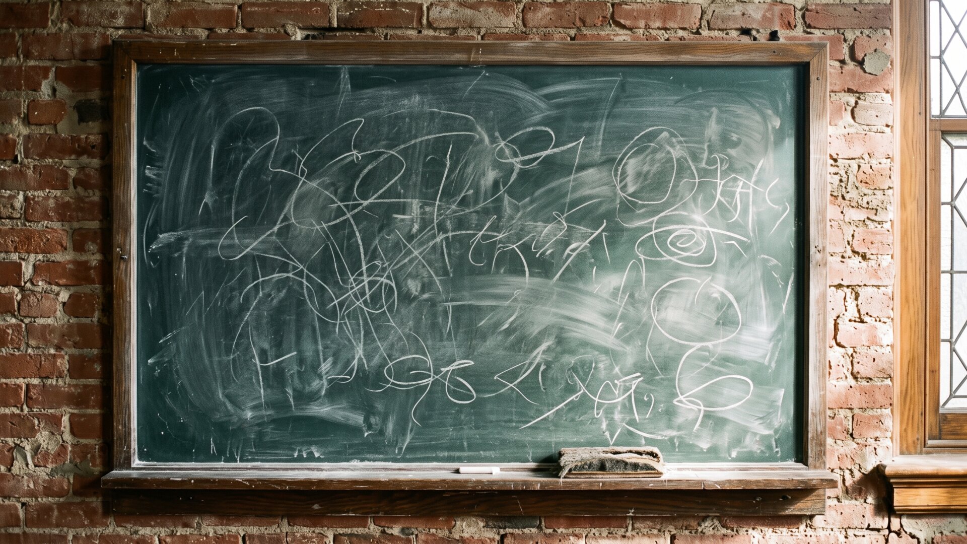 A chalkboard with abstract non-textual marks, standing for the proposed mechanisms slide 7 describes as hypotheses.