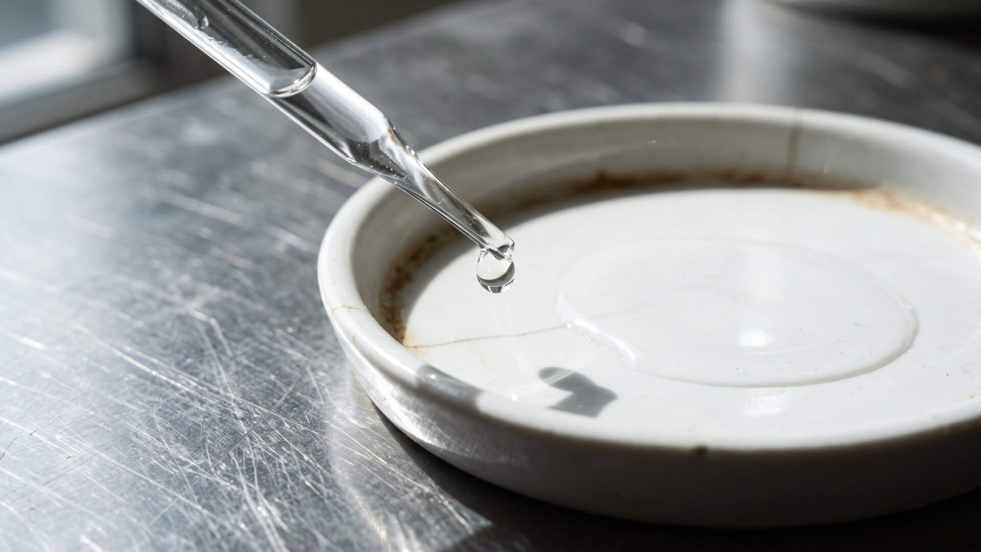 Macro of liquid released from a dropper into a shallow dish, standing for the four active ingredient categories named in the patient data.