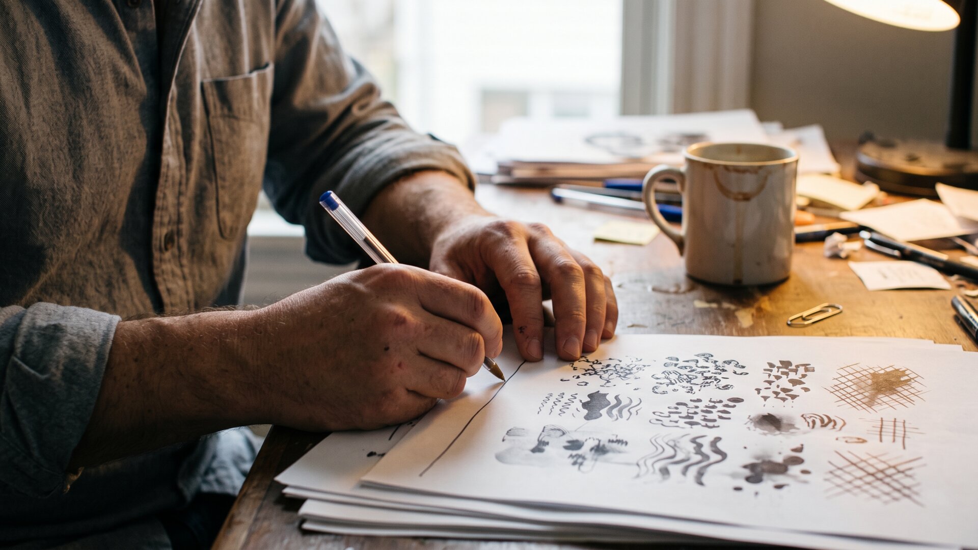 A researcher's hands annotating printed data sheets, reflecting slide 9's account of how the authors framed and qualified their own findings.