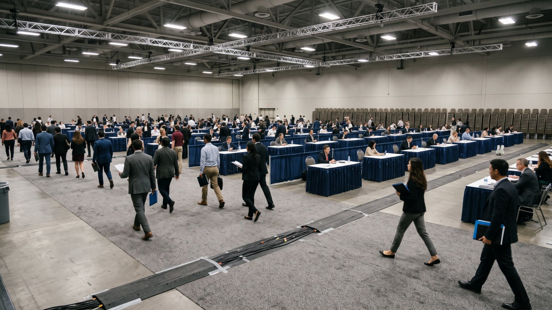 A crowded hiring fair floor, the competitive job market O'Donnell credited for the argument's heat.