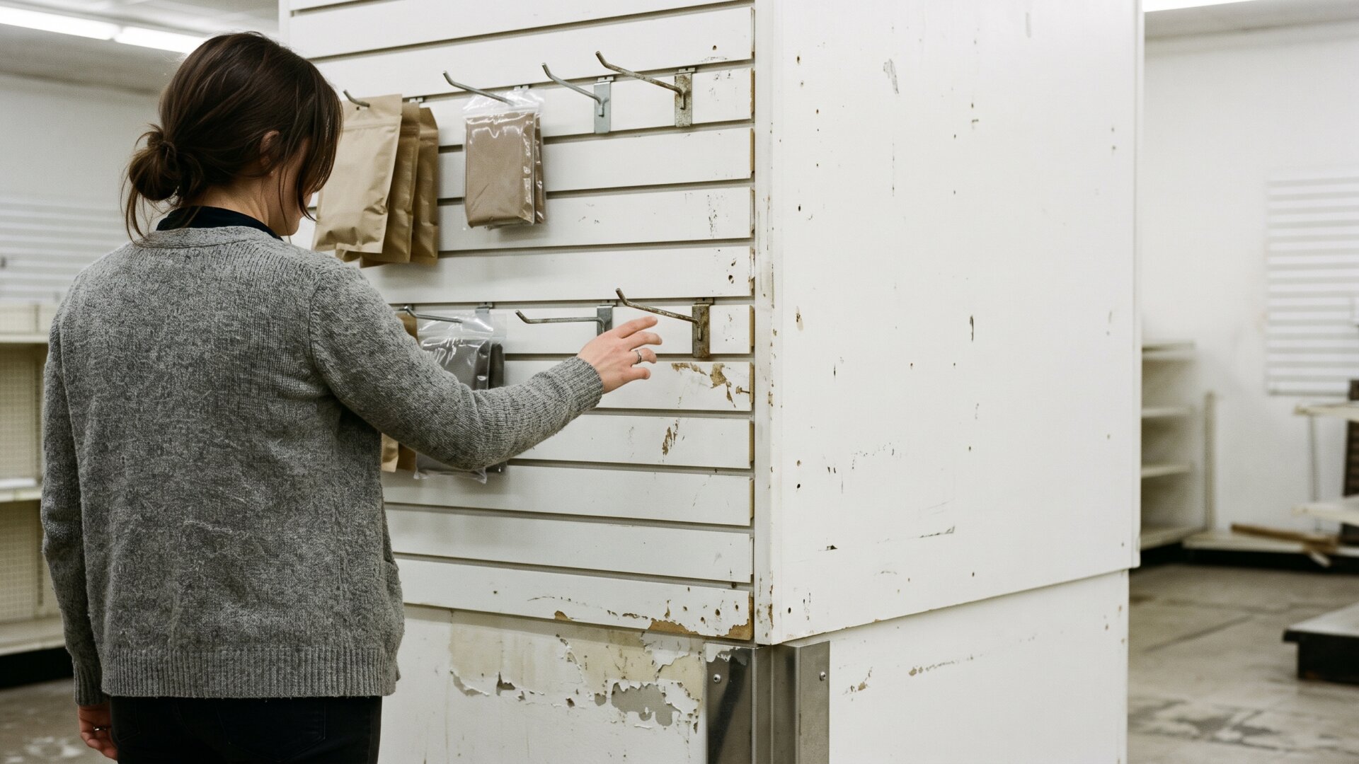 A hand reaching toward an empty peg hook on a retail wall, matching slide 10's closing point about a customer expectation no retailer can fill.